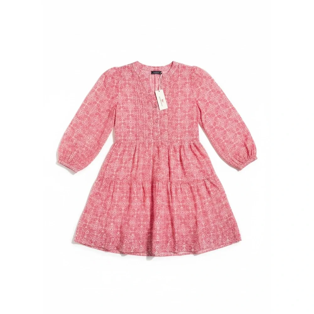 Vineyard Vines Tiered Mini Dress Womens XS Coral Pink NWT